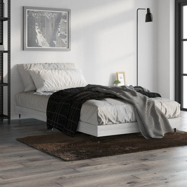 Bedframe bewerkt hout grijs sonoma eikenkleurig 100x200 cm
