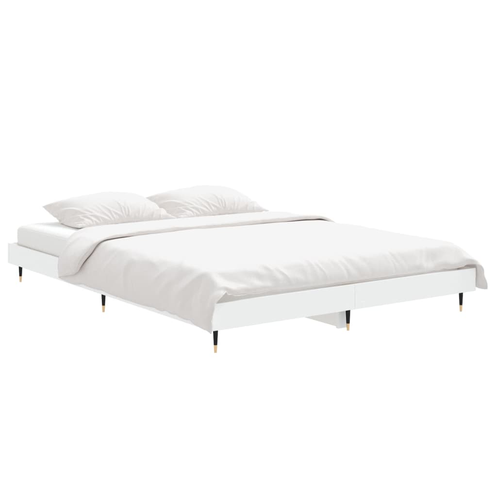 Bedframe bewerkt hout wit 135x190 cm