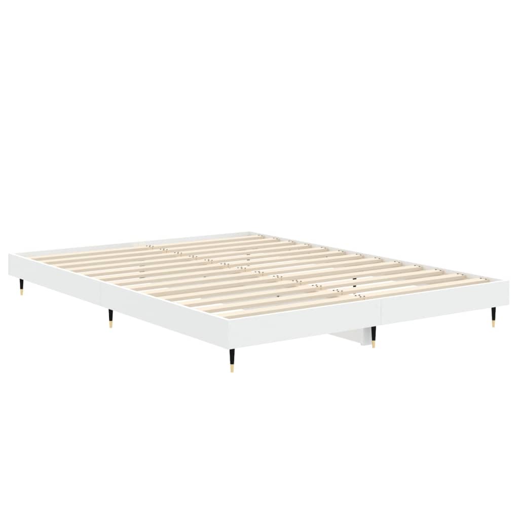 Bedframe bewerkt hout wit 135x190 cm