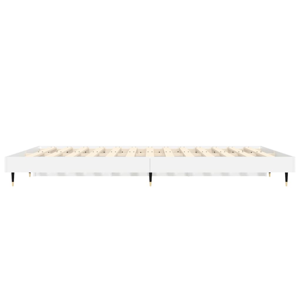 Bedframe bewerkt hout wit 135x190 cm
