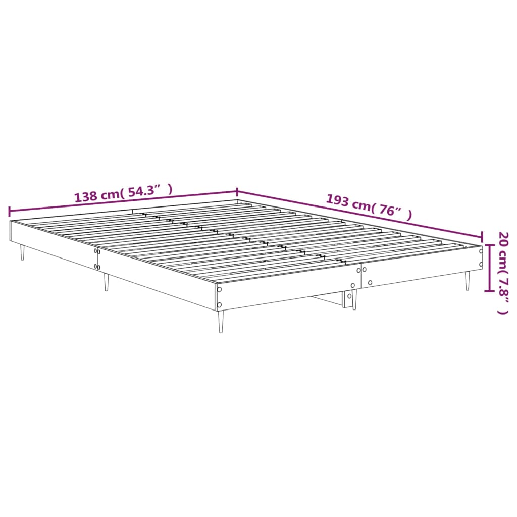 Bedframe bewerkt hout wit 135x190 cm
