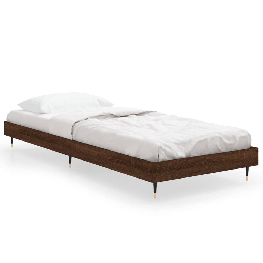 Bedframe zonder matras bewerkt hout bruin eikenkleur 75x190 cm
