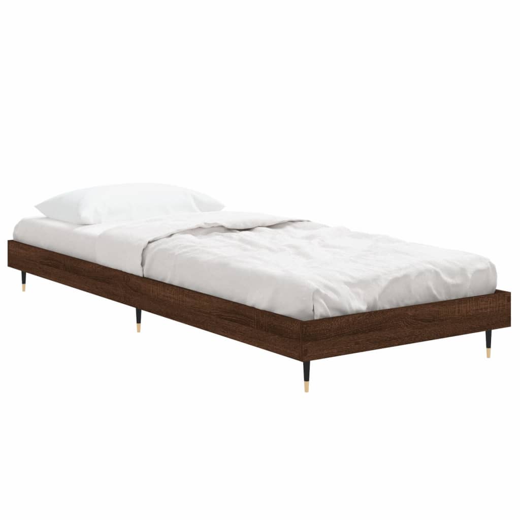 Bedframe zonder matras bewerkt hout bruin eikenkleur 75x190 cm
