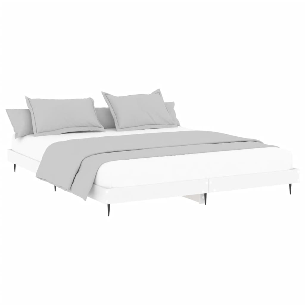 Bedframe bewerkt hout wit 140x200 cm