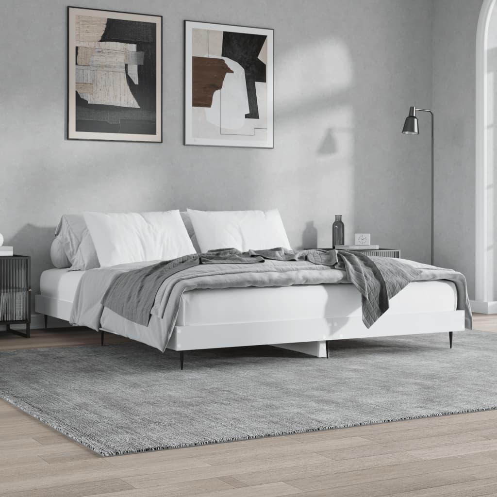Bedframe bewerkt hout wit 140x200 cm