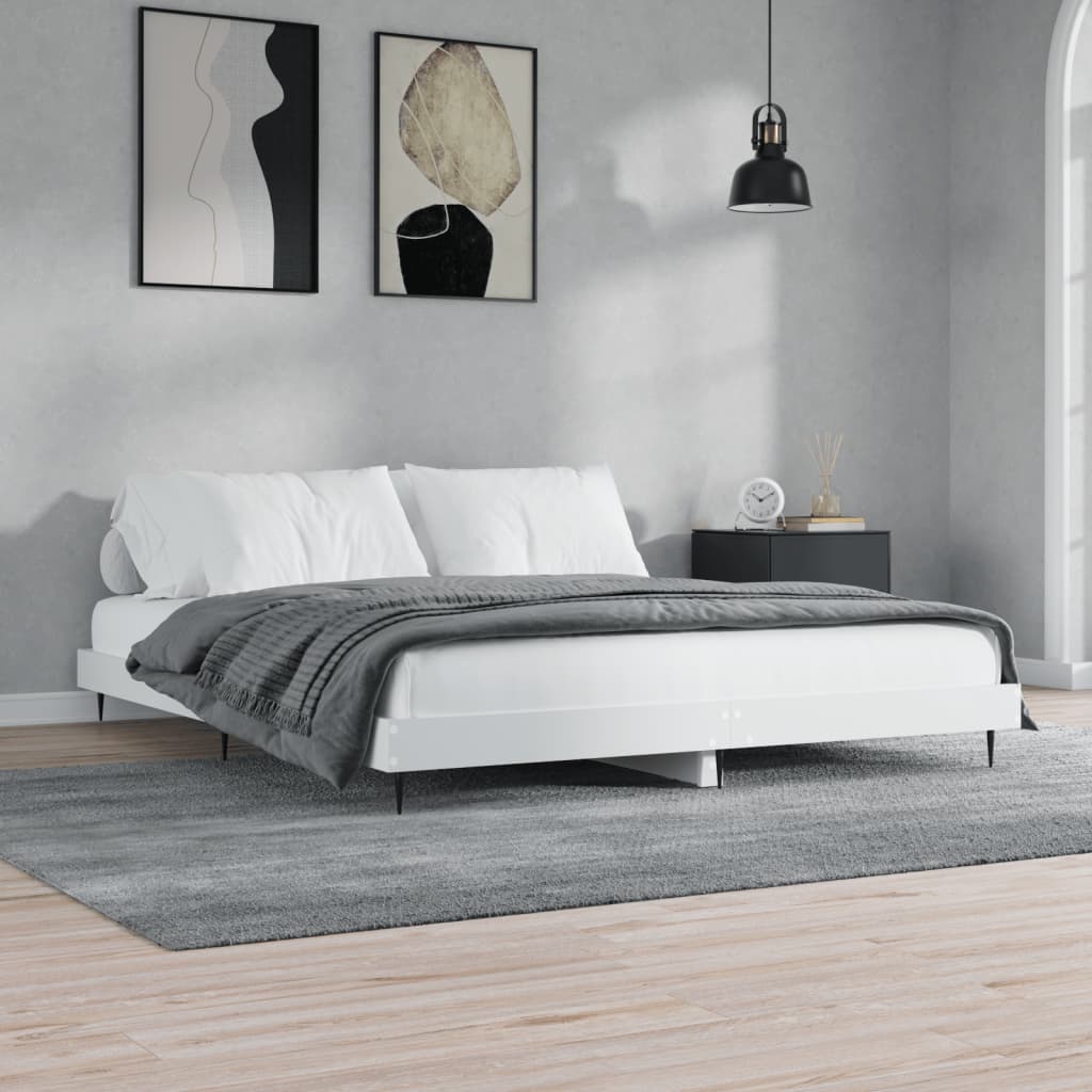 Bedframe bewerkt hout wit 140x200 cm