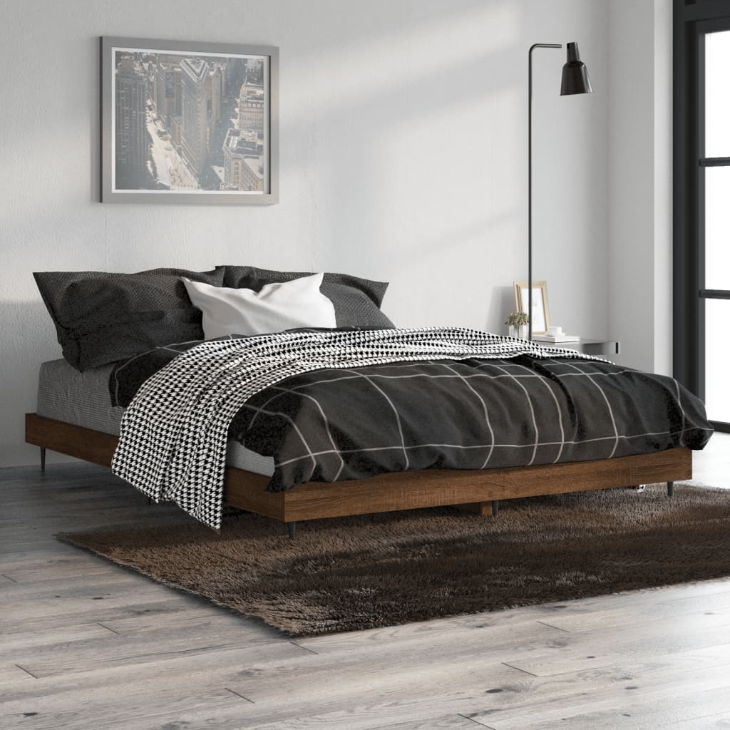 Bedframe zonder matras bewerkt hout bruin eikenkleur 140x190 cm