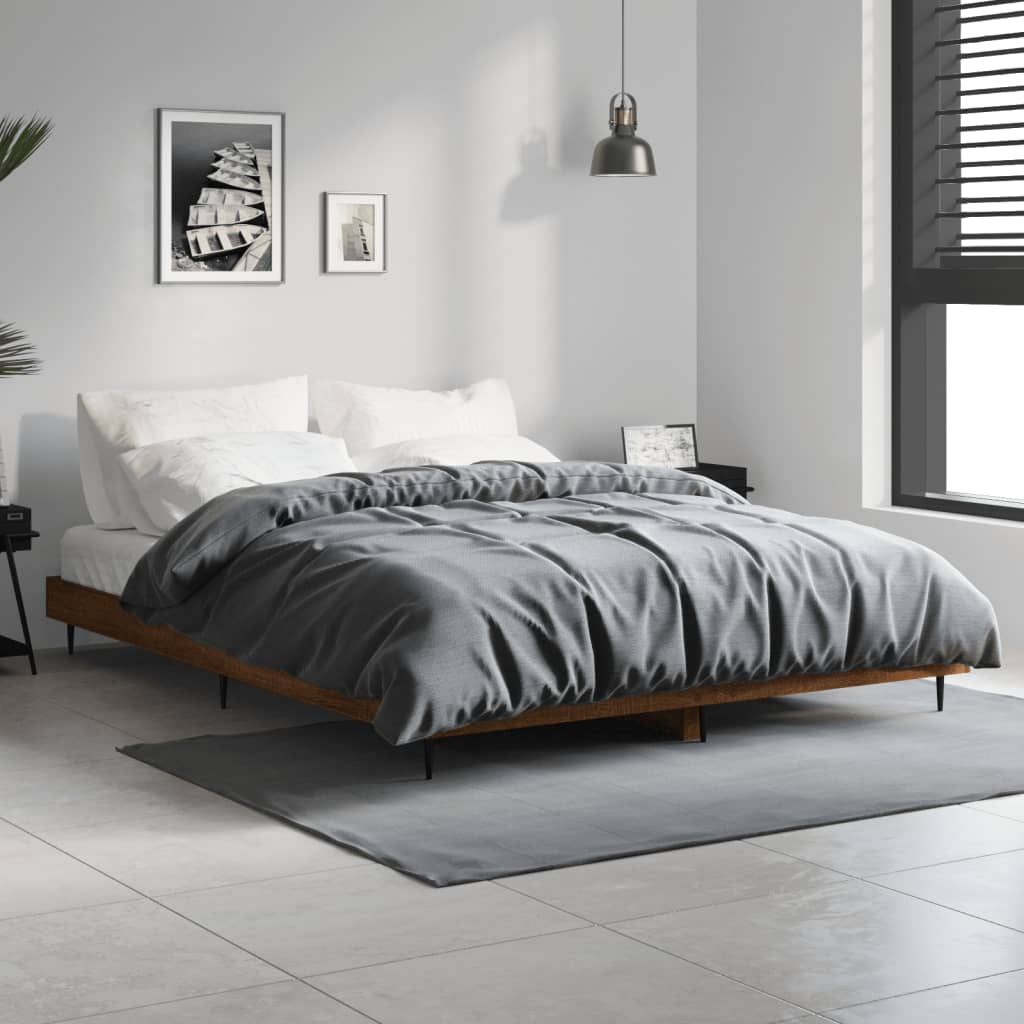 Bedframe zonder matras bewerkt hout bruin eikenkleur 140x190 cm