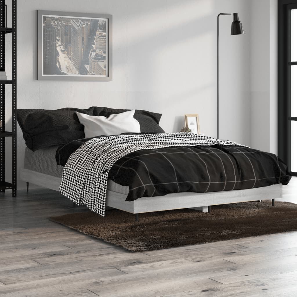 Bedframe bewerkt hout grijs sonoma eikenkleurig 120x190 cm