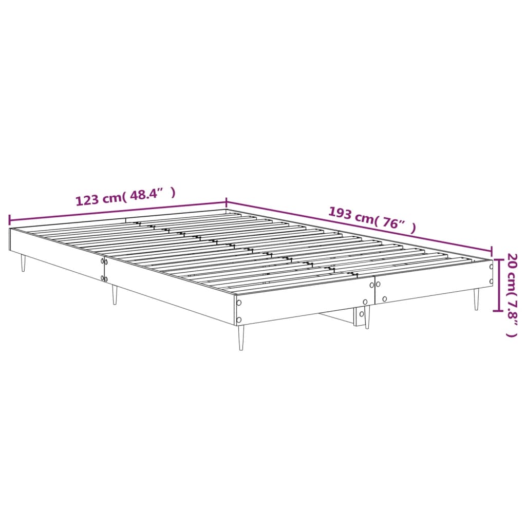 Bedframe bewerkt hout grijs sonoma eikenkleurig 120x190 cm