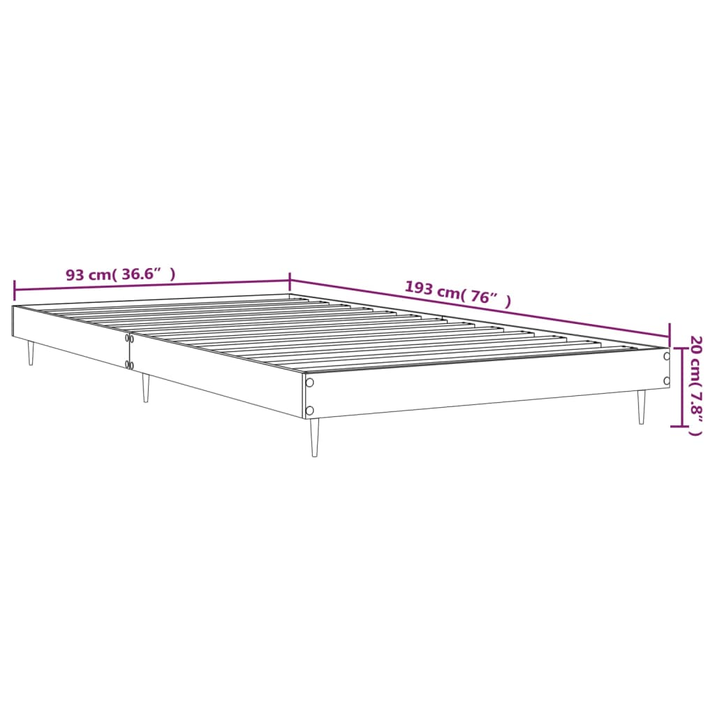 Bedframe zonder matras hout gerookt eikenkleurig 90x190 cm