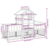 Konijnenhok 170x63x113 cm massief grenenhout mokkakleurig