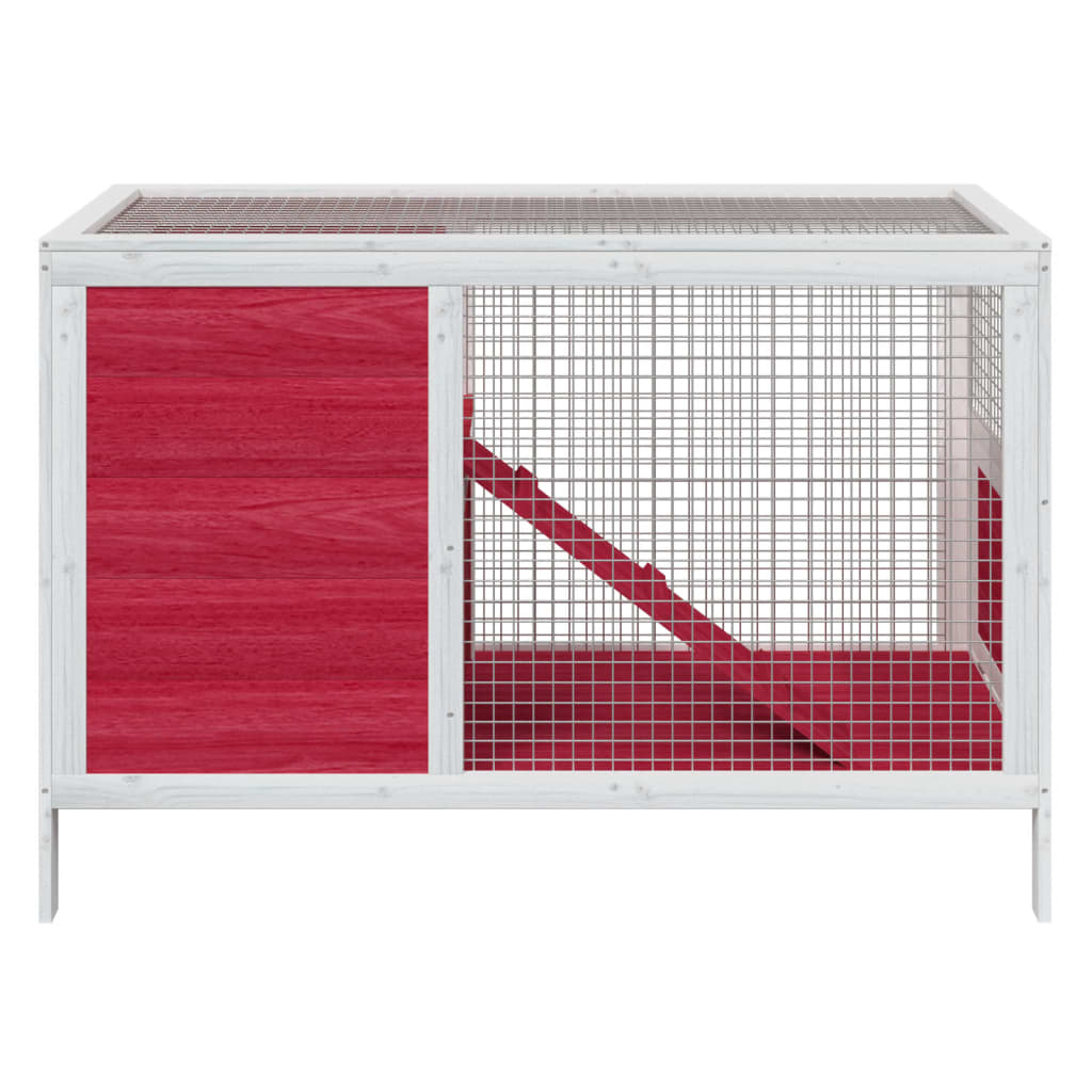 Konijnenhok 103x44x69,5 cm massief grenenhout rood