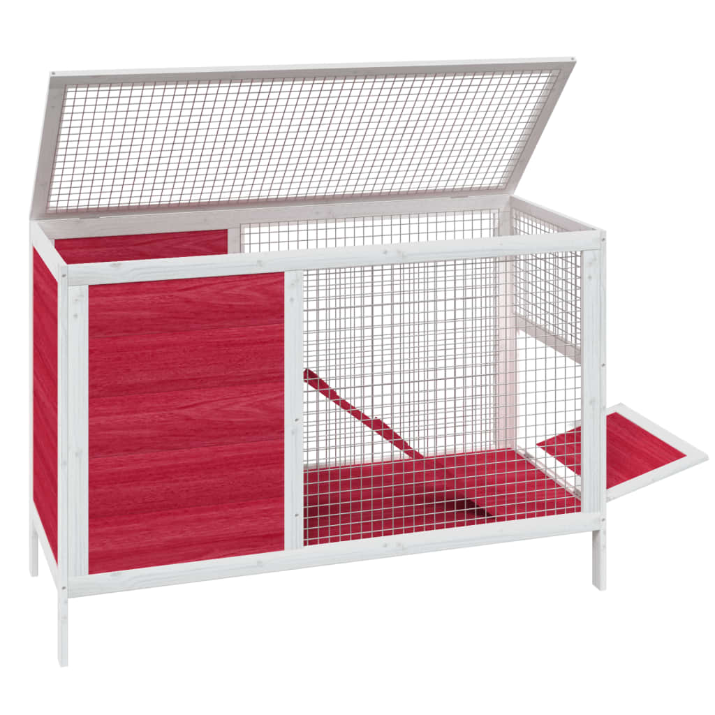 Konijnenhok 103x44x69,5 cm massief grenenhout rood