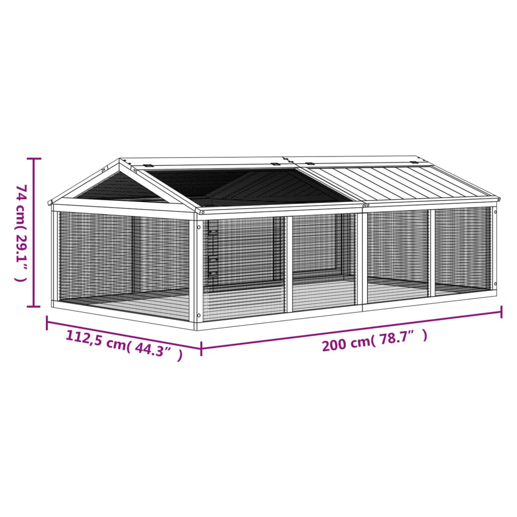 Dierenren 200x112,5x74 cm massief grenenhout bruin