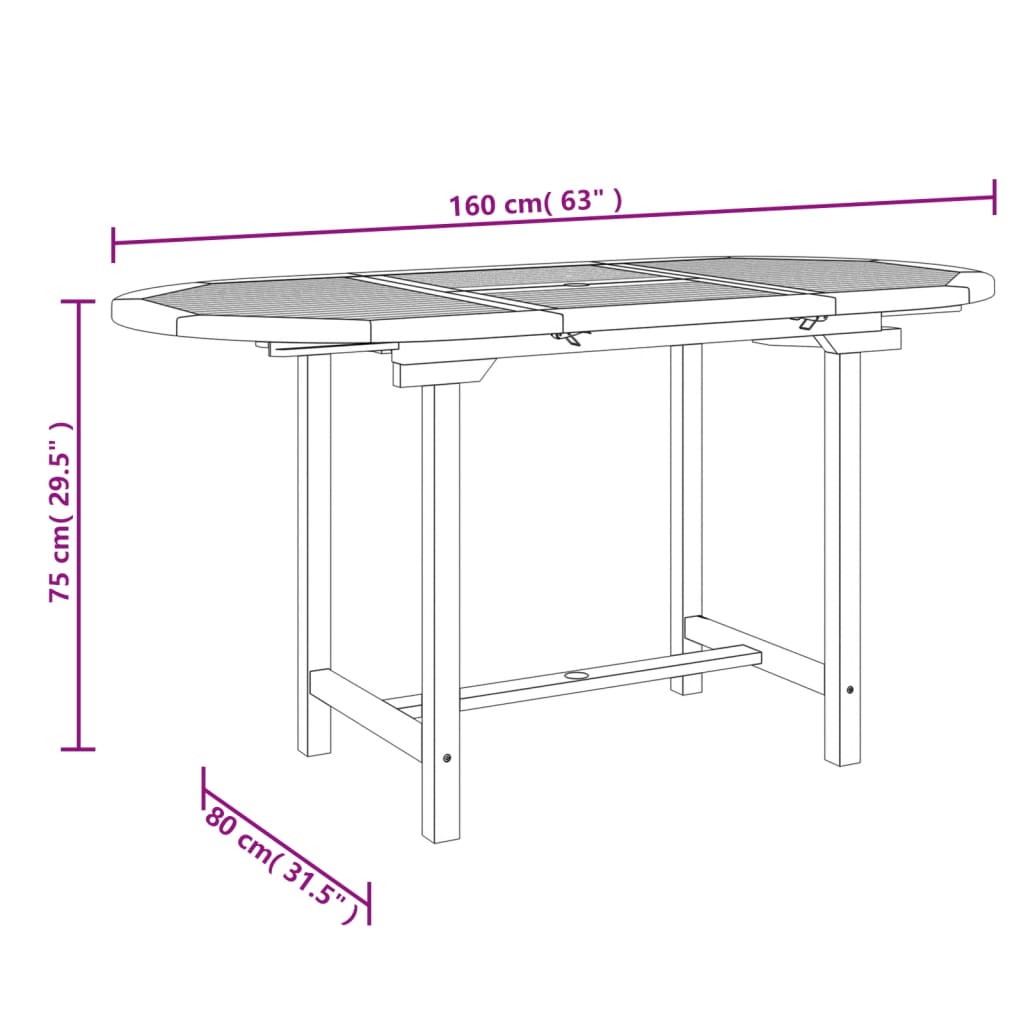 Tuintafel verlengbaar 110-160x80x75 cm massief teakhout - AllerleiShop