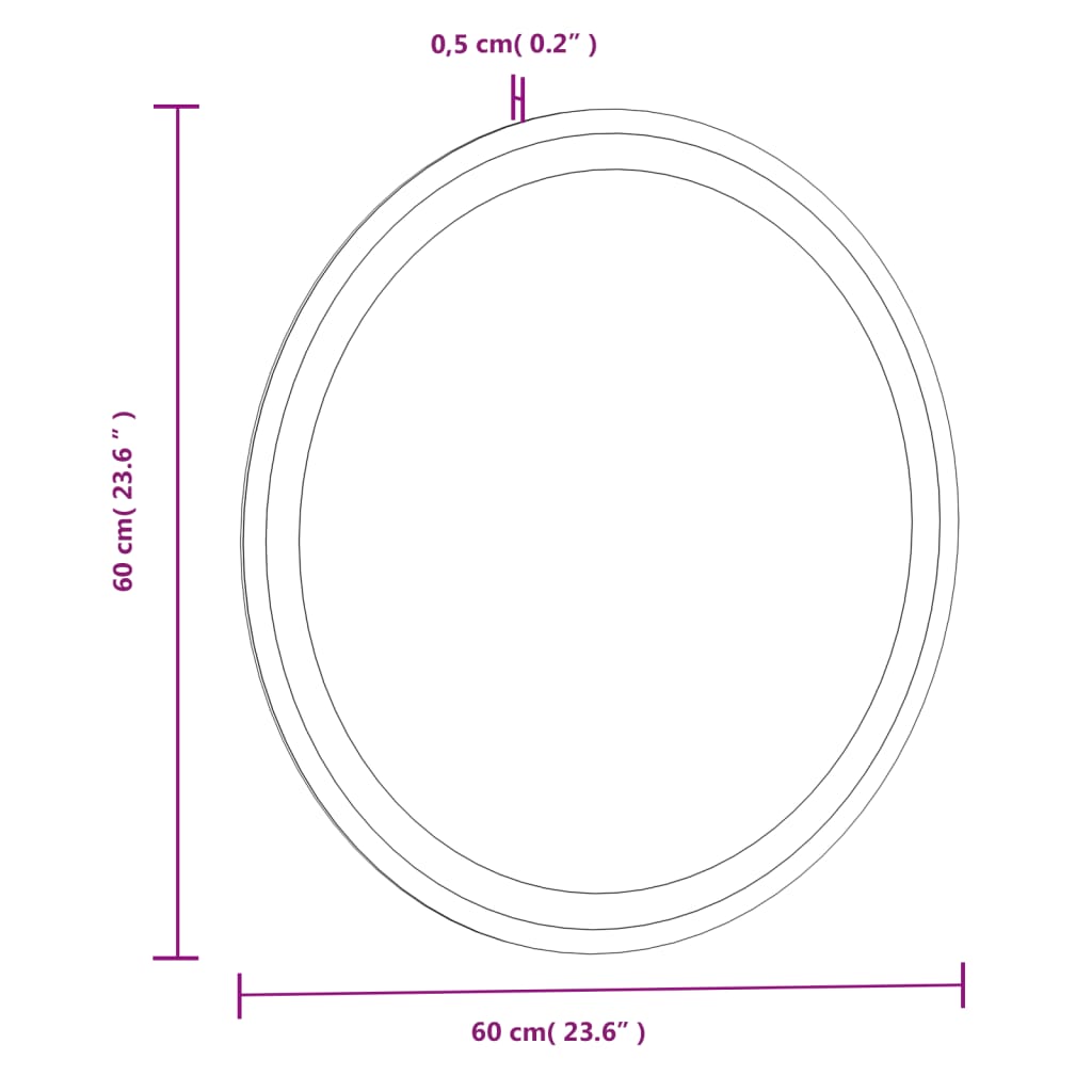 Badkamerspiegel LED rond 60 cm - AllerleiShop