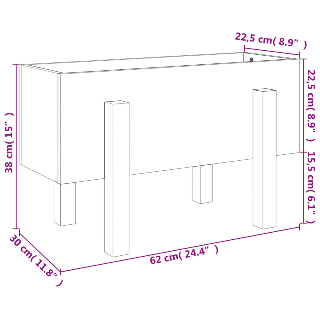 Plantenbak 62x30x38 cm massief grenenhout wit - AllerleiShop