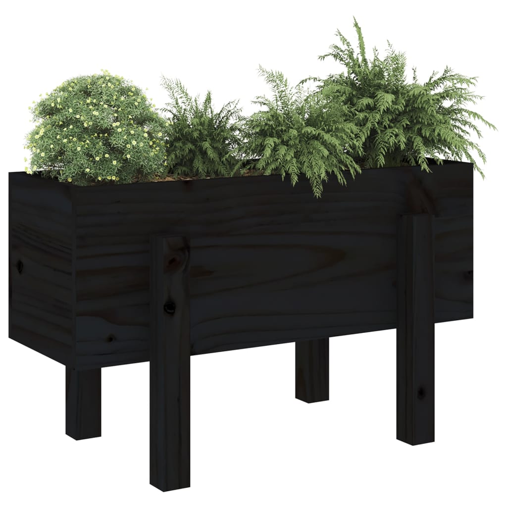 Plantenbak 62x30x38 cm massief grenenhout zwart - AllerleiShop