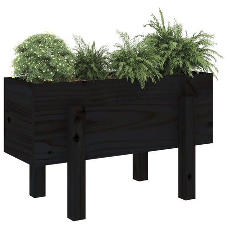 Plantenbak 62x30x38 cm massief grenenhout zwart - AllerleiShop