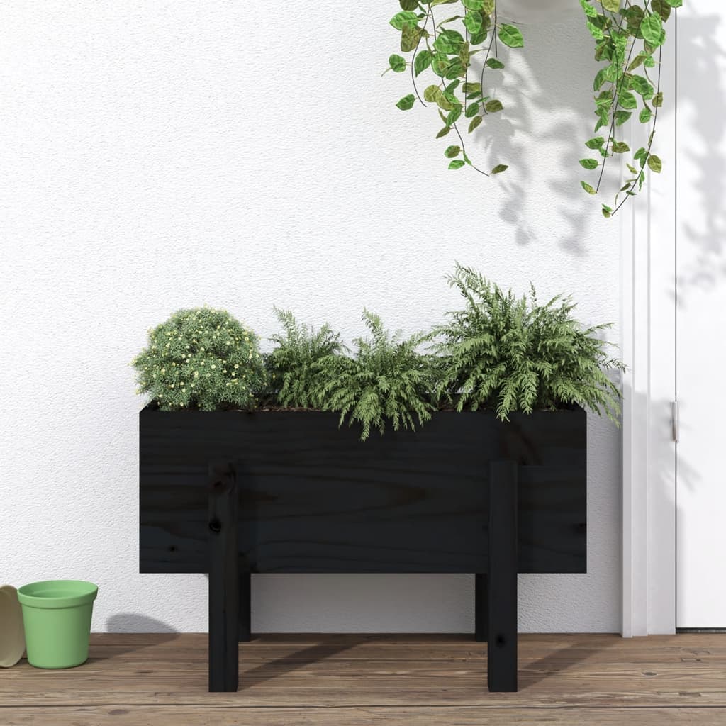 Plantenbak 62x30x38 cm massief grenenhout zwart - AllerleiShop