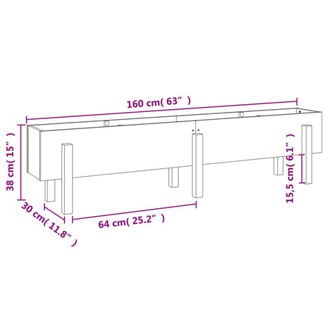 Plantenbak verhoogd 160x30x38 cm massief grenenhout wit - AllerleiShop