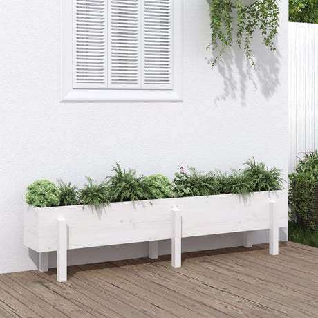 Plantenbak verhoogd 160x30x38 cm massief grenenhout wit - AllerleiShop