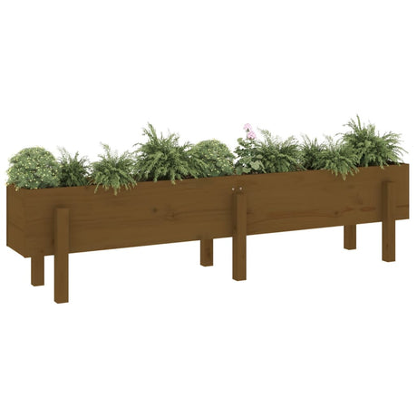 Plantenbak verhoogd 160x30x38 cm massief grenenhout honingbruin - AllerleiShop