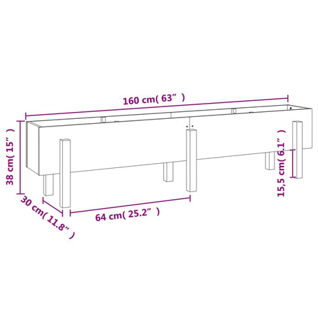 Plantenbak verhoogd 160x30x38 cm massief grenenhout honingbruin - AllerleiShop