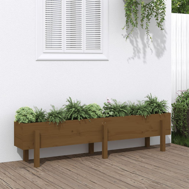 Plantenbak verhoogd 160x30x38 cm massief grenenhout honingbruin - AllerleiShop