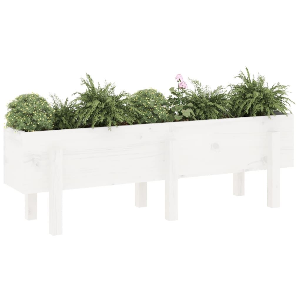 Plantenbak verhoogd 121x30x38 cm massief grenenhout wit - AllerleiShop