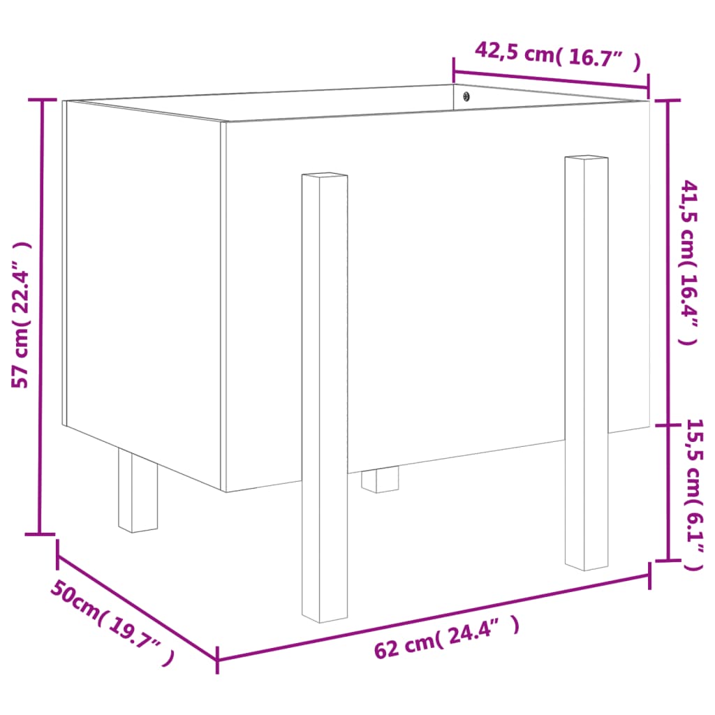 Plantenbak 62x50x57 cm massief grenenhout grijs - AllerleiShop