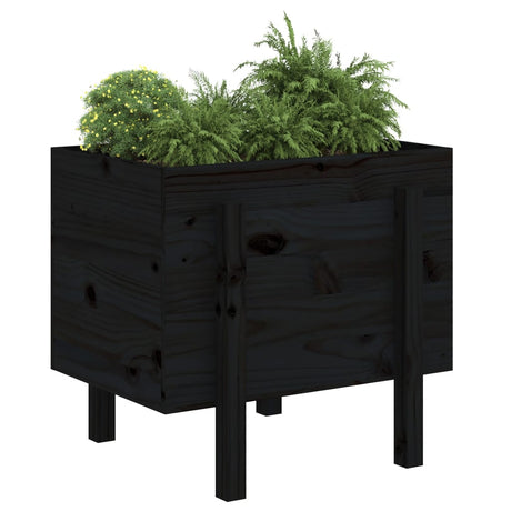 Plantenbak 62x50x57 cm massief grenenhout zwart - AllerleiShop