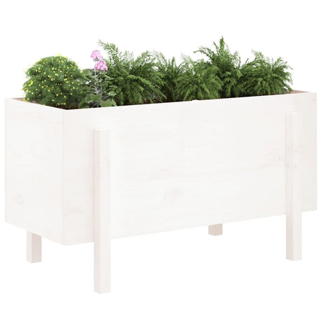 Plantenbak verhoogd 101x50x57 cm massief grenenhout wit - AllerleiShop