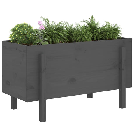 Plantenbak verhoogd 101x50x57 cm massief grenenhout grijs - AllerleiShop