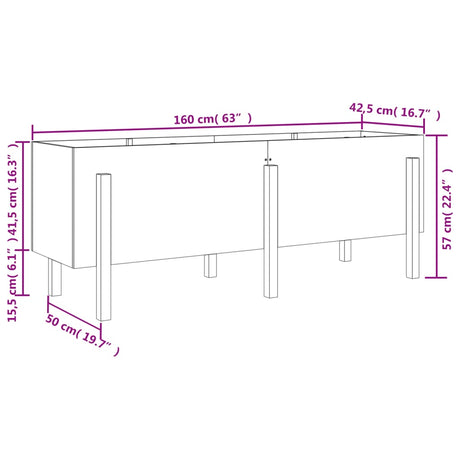 Plantenbak verhoogd 160x50x57 cm massief grenenhout wit - AllerleiShop