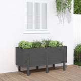 Plantenbak verhoogd 121x50x57 cm massief grenenhout grijs - AllerleiShop