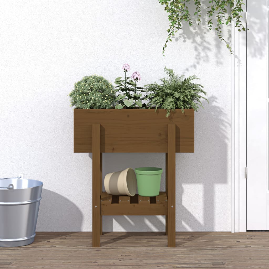 Plantenbak 62x30x69 cm massief grenenhout honingbruin - AllerleiShop