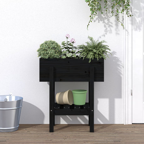 Plantenbak 62x30x69 cm massief grenenhout zwart - AllerleiShop