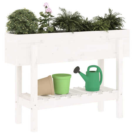 Plantenbak verhoogd 101x30x69 cm massief grenenhout wit - AllerleiShop