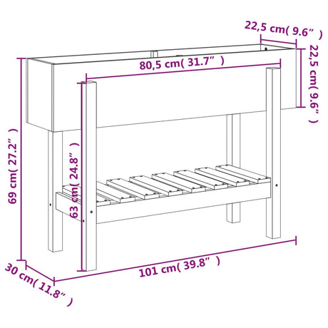 Plantenbak verhoogd 101x30x69 cm massief grenenhout honingbruin - AllerleiShop