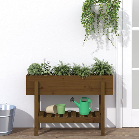 Plantenbak verhoogd 101x30x69 cm massief grenenhout honingbruin - AllerleiShop