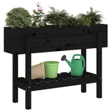 Plantenbak verhoogd 101x30x69 cm massief grenenhout zwart - AllerleiShop