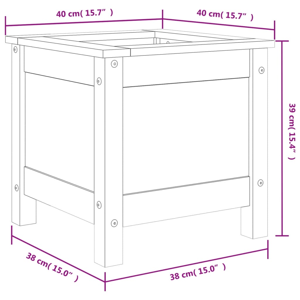 Plantenbak 40x40x39 cm massief grenenhout grijs - AllerleiShop