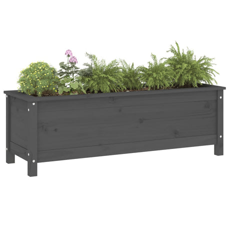 Plantenbak verhoogd 119,5x40x39 cm massief grenenhout grijs - AllerleiShop