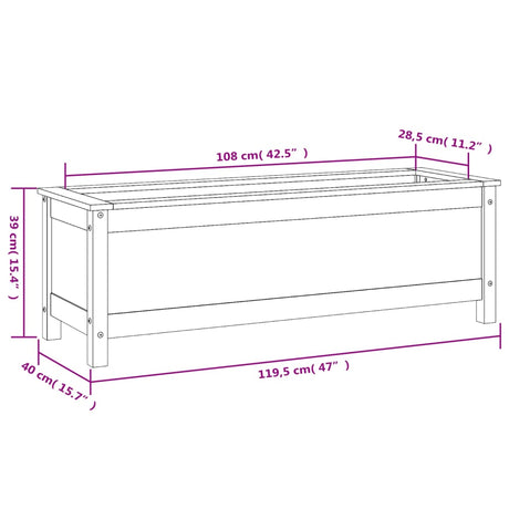 Plantenbak verhoogd 119,5x40x39 cm massief grenenhout grijs - AllerleiShop