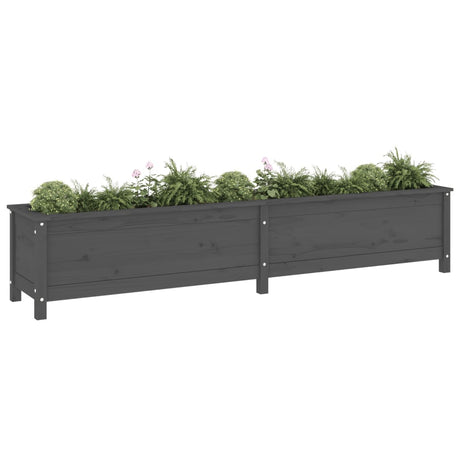 Plantenbak verhoogd 199,5x40x39 cm massief grenenhout grijs - AllerleiShop