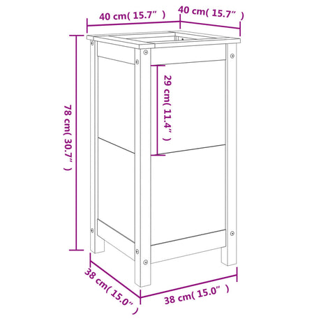 Plantenbak 40x40x78 cm massief grenenhout grijs - AllerleiShop