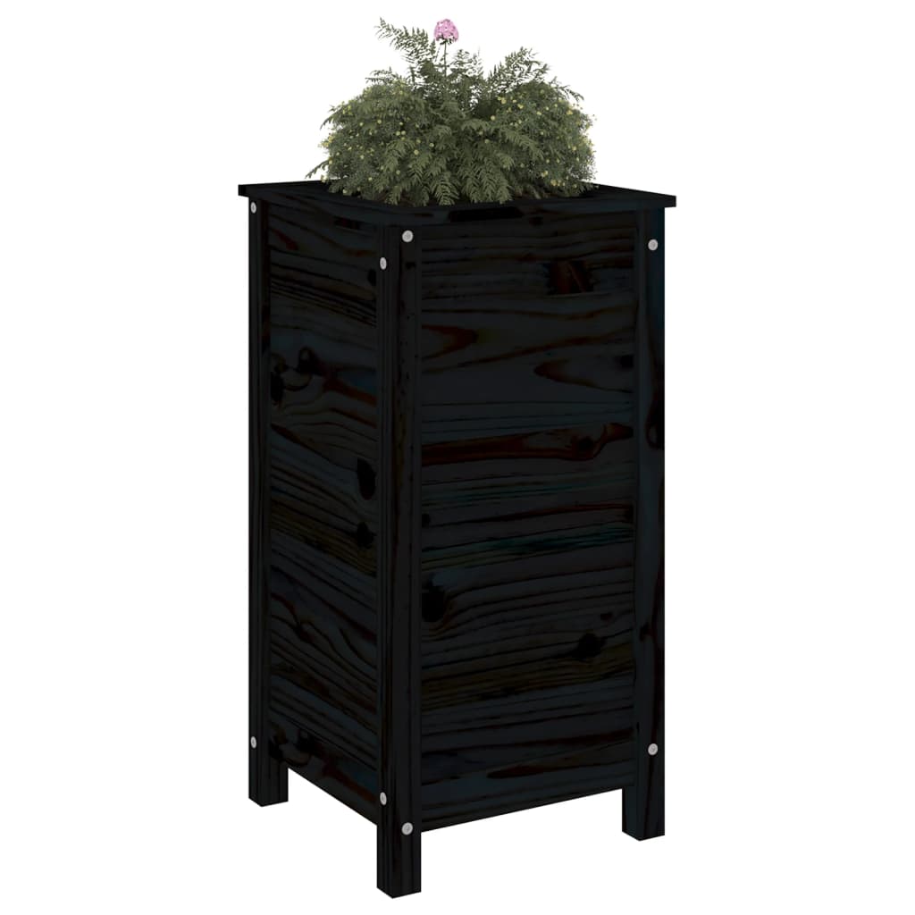 Plantenbak 40x40x78 cm massief grenenhout zwart - AllerleiShop