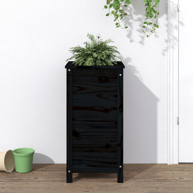 Plantenbak 40x40x78 cm massief grenenhout zwart - AllerleiShop